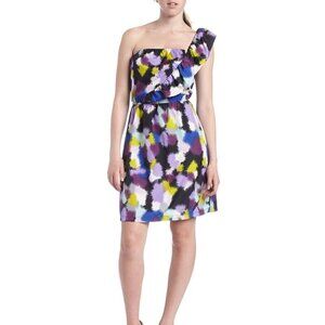 NWT Roxy "Train Journey" One-Shoulder Ruffle Mini Dress - Multicolor, Size Med